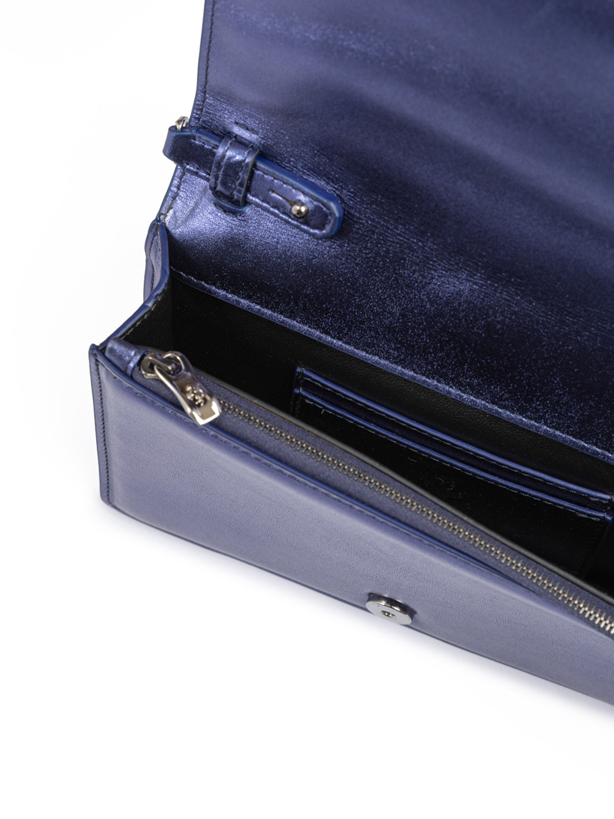 Ferrari Blue GT Patent Leather Metal Bag with Chain